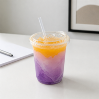 Impression de logo personnalisée, vente en gros de gobelets en plastique transparent PET jetables pour boissons froides et café, avec couvercle, en PP, de 8, 10, 12, 14, 16 et 32 oz.
