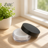 Pot à poudre libre noir avec couvercle et tamis, base transparente vide, étui à poudre de maquillage en plastique rond, emballage pour poudre visage
