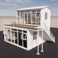 Maisons préfabriquées mobiles, villas conteneurs, maison conteneur préfabriquée à deux étages avec terrasse extérieure