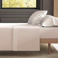 Parure de draps de luxe en coton 400 fils/pouce², 4 pièces, taille double, poches profondes, drap-housse/plat, anti-plis, motif uni, personnalisable, lavable en machine