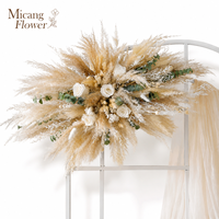 Groothandel Realistische Verse Bruidssalon Achtergrond Hoekboog Bloemige Boho Pampas Bloemarrangement Gedroogde Bloemen Decoratie