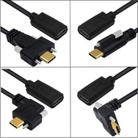 Cable de Datos USB 3.1 Tipo-C Hembra a USB-C Macho de 10 Gbps y 5 A, 0.6 m, con Ángulo en Codo, Malla de Protección, Montaje en Panel para Cámara y Computadora