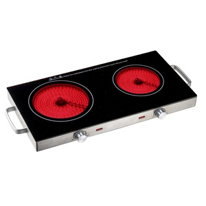 Fornello Elettrico Portatile da Banco in Acciaio Inox e Vetro con Doppio Bruciatore in Ceramica a Infrarossi di Alta Qualità 2800W 3200W - Product Image 1