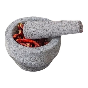 <span class=keywords><strong>Mortier</strong></span> et pilon en marbre lourd pour moudre les épices, les herbes, les pilules, etc. – Apparence naturelle et robuste - Product Image 4