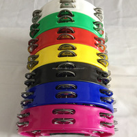 Wholesale Hot Sale Orff Percussion Instruments Multi-color Plastic Double Layer Tambourine for KTV Party