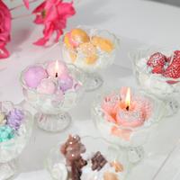 Bougie parfumée artisanale en cire de soja en forme de dessert, mignonne en forme de sundae, parfum fruité, pour les fêtes, le Nouvel An, la décoration de la maison, cadeau