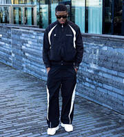 Survêtements en polyester OEM, patchwork, streetwear, veste et pantalon en nylon, ensembles de jogging pour la salle de sport, survêtement personnalisé en nylon pour hommes