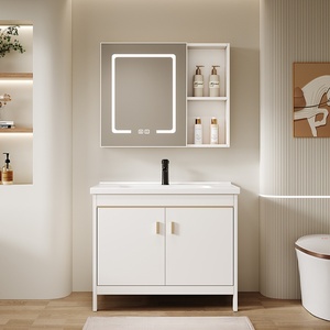 Meuble de salle de bain suspendu intelligent avec lavabo intégré en céramique, sur pied - Product Image 4