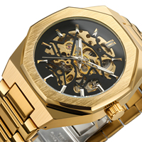 Montre mécanique pour homme, top vente, élégante, squelette, étanche, logo personnalisé, acier inoxydable, automatique, tendance