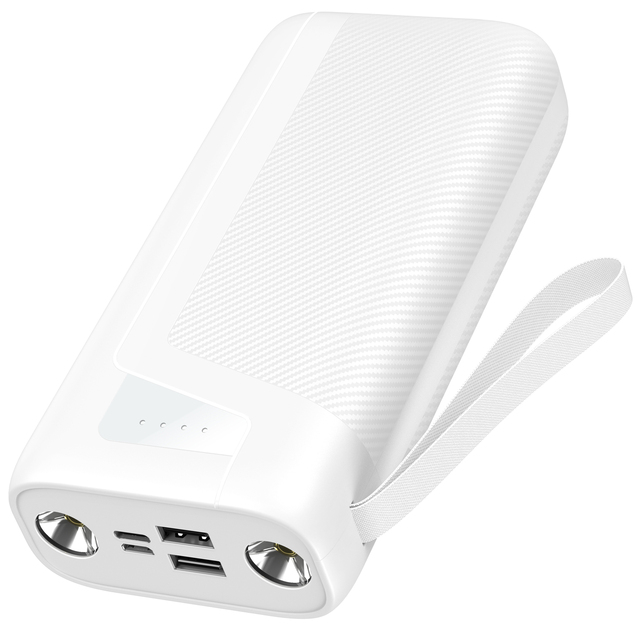 OEM Logo Rechargeable LED Troch Dual USB Wireless Fast Charge 30W Portable USB-C Charger PowerBank High Capacity 30000mAh
