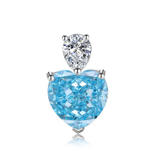 Vente en gros d'usine : Ensemble de bijoux en pierre bleue, collier vintage en zircone cubique taille cœur 12*12mm, ensemble de 3 pièces pour femmes - Product Image 6