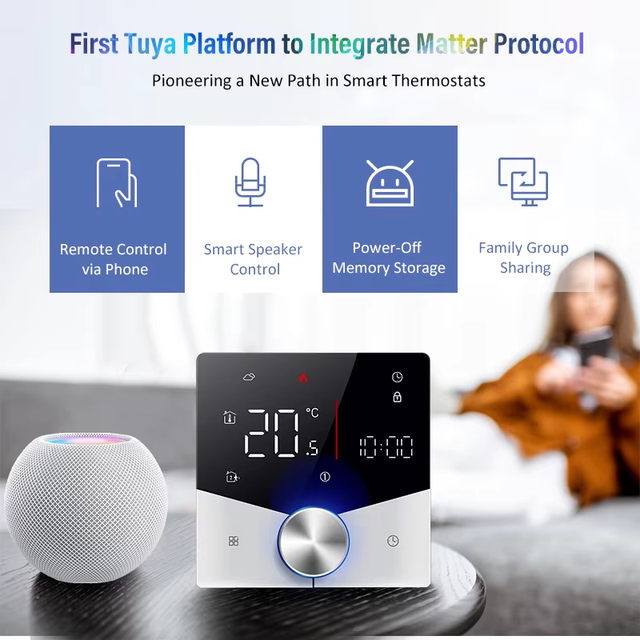 Becasmart BHT-009 Thermostat 220V/24V Tuya APP Remote Control Wifi Smart Knob Underfloor Water Heating Gas Boiler for Household
