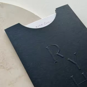 Tarjetas de agradecimiento reciclables de lujo personalizadas con sobre de lámina plateada, bolsa para facturas, logotipo en relieve, Impresión de manga de sobre - Product Image 2