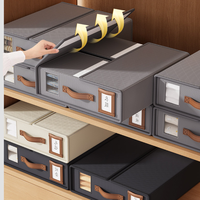 Organisateur de vêtements en tissu Oxford Hothome avec couvercle pour vêtements, linge de maison, draps, housses de couette - Pliable, empilable, moderne et minimaliste