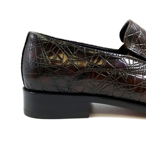 Chaussures habillées pour hommes sur mesure, décontractées et formelles, en cuir véritable verni rouge foncé, à enfiler, confortables, légères, design original - Product Image 6