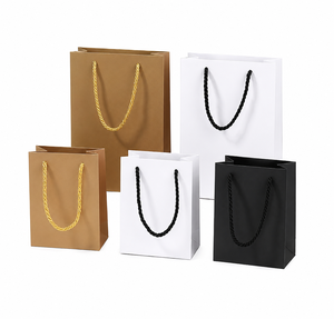 Kraft Paper Gift Bags with Handles Custom Logo Recycled Brown Paper Shopping Bags for Jewelry packing Retail <b>Display</b> - Product Image 1