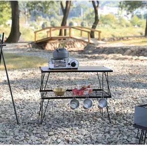 Wholesale Durable Outdoor Folding Steel Mesh Table For Camping Hiking Cooking Furnace