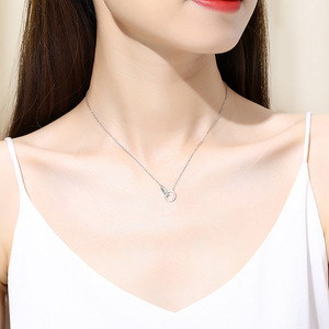 Gioielli Raffinati Collana Choker con Catena a Maglie Incrociate e <span class=keywords><strong>Anelli</strong></span> Doppi in <span class=keywords><strong>Argento</strong></span> Sterling 925 - Product Image 4