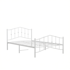 Struttura Letto Singolo in Acciaio Verniciato a Polvere Bianca, Letto in Metallo Rettangolare, Arredamento Camera da Letto, Design Tradizionale - Product Image 1