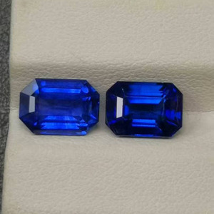 Zafiro azul real natural sin calentar de 3.756 quilates y esmeralda de 3.526 quilates, corte esmeralda, piedra preciosa suelta de Sri Lanka para engaste en pendientes y joyería. - Product Image 6