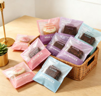 Sacs d'emballage personnalisés en plastique transparent givré thermoscellables pour aliments, bonbons, biscuits, sachets individuels pour biscuits avec design