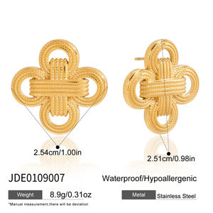 <span class=keywords><strong>Pendientes</strong></span> J&D Retro Lucky Leaf, Chapados en <span class=keywords><strong>Oro</strong></span> de 18K, Acero Inoxidable, Estilo Vintage, Nudo de Cuerda Trenzada, Trébol de Cuatro Hojas, Nudo de la Suerte - Product Image 6