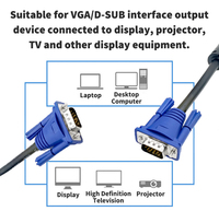 Alimentation d'usine Standard HD 15Pin câble VGA vers VGA 3 + 6 de haute qualité câble de moniteur en cuivre sans oxygène mâle à femelle pour TV PS3/4