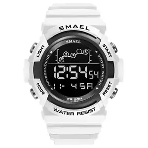 SMAEL-reloj deportivo Digital para hombre, pulsera con alarma LED, resistente al agua, color verde, 1426