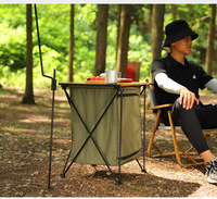 Table de cuisine pliante en aluminium pour camping, avec étagères, portable et multifonctionnelle pour l'extérieur