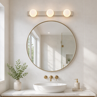 Applique Murale Moderne Blanche et Noire à 3 Boules de Verre, Lampe LED IP44 pour Salle de Bain, Miroir, Coiffeuse, Hôtel, Maison, Décoration Intérieure 6803
