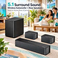 Barre de son TV ULTIMEA 5.1 canaux 320W avec caisson de basses sans fil, enceintes arrière réglables, HD ARC, BT, optique et AUX