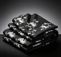 Tissu de luxe noir et blanc brodé en mélange d'acétate et de polyester pour robe Abaya du Moyen-Orient, longue robe, vêtement