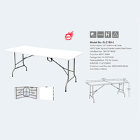 Vente chaude d'usine Portable 4FT/5FT/6FT/8FT Table pliante de salle à manger en plein air pratique Table pliante pour fête pique-nique mariage