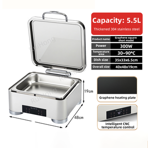 Équipement de restauration de haute qualité 5,5 L, 100 W-300 W, style carré court, réchaud à nourriture sans <span class=keywords><strong>eau</strong></span>, réchaud à <span class=keywords><strong>buffet</strong></span> pour hôtels - Product Image 2