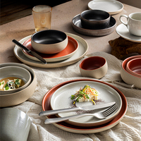 Assiettes et bols en porcelaine rétro nordique, vaisselle mate pour événements traiteur et restaurants à thème japonais