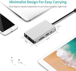 Estación de acoplamiento <span class=keywords><strong>Usb</strong></span> <span class=keywords><strong>C</strong></span> de transferencia de fecha de aluminio 10 en 1 con soporte para computadora portátil Cable combinado Vga <span class=keywords><strong>Displayport</strong></span> <span class=keywords><strong>MacBook</strong></span> <span class=keywords><strong>Pro</strong></span> Estación de acoplamiento - Product Image 4
