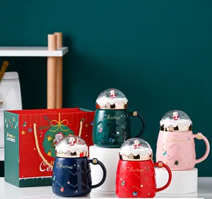 ספלי תה מזרחי תלת מימד קוליים עם שמות ספל קפה קרמי לנסיעות סט מתנה לכוס חג המולד