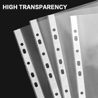 Fundas Organizadoras de Archivos Transparentes de Plástico PP A4 Reciclado Ecológico de 0.2mm de Grosor, con 11 Orificios, Resistentes al Agua