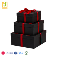 Boîte-cadeau en carton deux pièces, impression personnalisée de couleur unie classique, boîte d'emballage de cadeau de noël et de nouvel an avec nœud sur le dessus