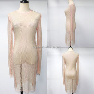 V156 Ultimi Abiti Mini con Diamanti per Feste in Discoteca per Ragazze Giovani Abito in Rete con Strass per Serate - Product Image 4