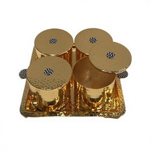 Set Of Four Customized Size And Shape Dry Fruits Bowls In Stainless Steel Gold Color Nuts Server At Best Price - Product Image 1