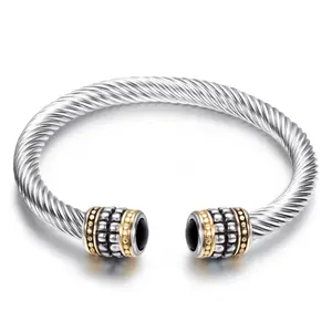 Mở Thép Không Gỉ Nam Trang Sức Thời Trang Cáp Bracelet Bangle