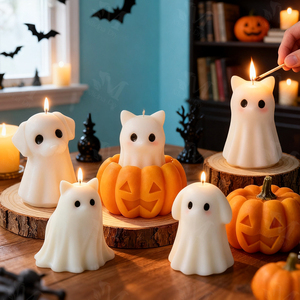 Velas Aromáticas Hechas a Mano con Forma de Perro Fantasma, Gato y Calabaza para Halloween, Velas de Cera de Soya para Aromaterapia, N-141 - Product Image 2