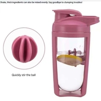 Bouteille shaker protéinée de 500 ml de qualité alimentaire avec boule mélangeuse, sans BPA, anti-fuite, pour le sport et le fitness, avec logo personnalisé