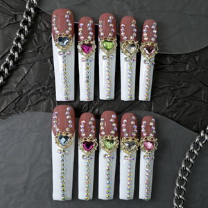 Uñas Postizas de Lujo Hechas a Mano al por Mayor, 10 Piezas, Reutilizables, Cobertura Completa, Uñas Acrílicas Largas, Precio de Fábrica - Product Image 3