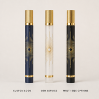 Flacon de parfum vide personnalisé, format stylo fin, 35 ml, avec capuchon côtelé doré, flacons de parfum en verre rechargeables de luxe, vente en gros