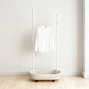 Étagères de placard armoires beiges Porte-<span class=keywords><strong>manteau</strong></span> sur pied en forme de H <span class=keywords><strong>beige</strong></span> avec panier - Product Image 2