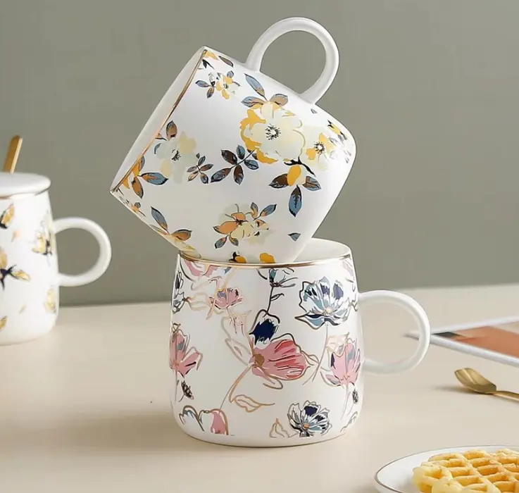 Tasse de haute qualité pour fille, cadeau de fête des mères, peinture de fleurs, tasse à café de printemps, tasse à lait