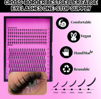 Kit de cils en grappes DIY pour application à domicile, faux cils à base pointue pour extensions de cils, pour artistes de salon, cils en vrac
