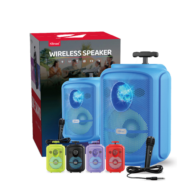 Quick Delivery Light Speaker With Microphones Bt Wireless Outdoor Karaoke Party Speaker 12 Inch Trolley Portable Speaker